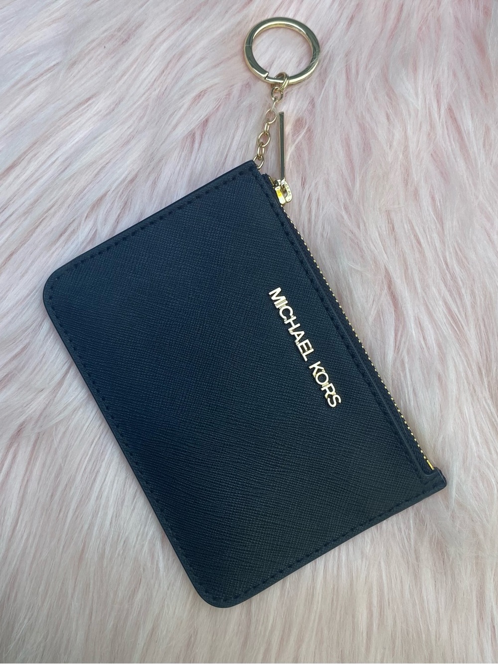 Michael Kors Black Saffiano Card Case with Gold Keyring🖤✨